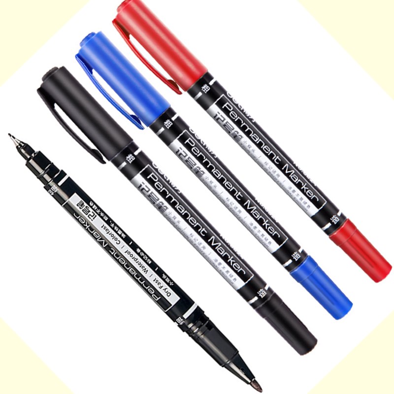 Fabric Marking Pen - デリ0.5ミリメートル/1ミリメートルデュアル先端ドライファスト防水油性マーカーペン木製cd生地タイヤマークツールオフィスサプライ学生