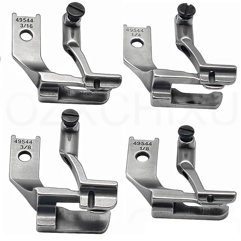 Industrial Textile Sewing Machine - 4 個のダブルトゥパイピングウェルティングウォーキングフット # 49544+49047 (1/8+3/16+1/4+3/8) 工業用ミシンパフ
