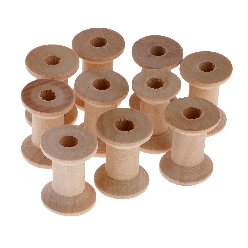 Thread Bobbins Empty - 木製空スプール糸ボビン、編み機、かぎ針糸、クラフトプロジェクト用の裁縫用品