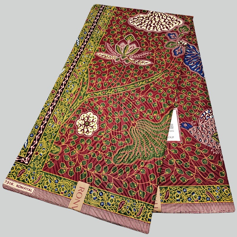 Sewing Batik Fabric - 46 インチ * 6 ヤード緑の葉プリント赤アフリカ綿バティック生地ワックス生地縫製服パンツクッションカバー R2322