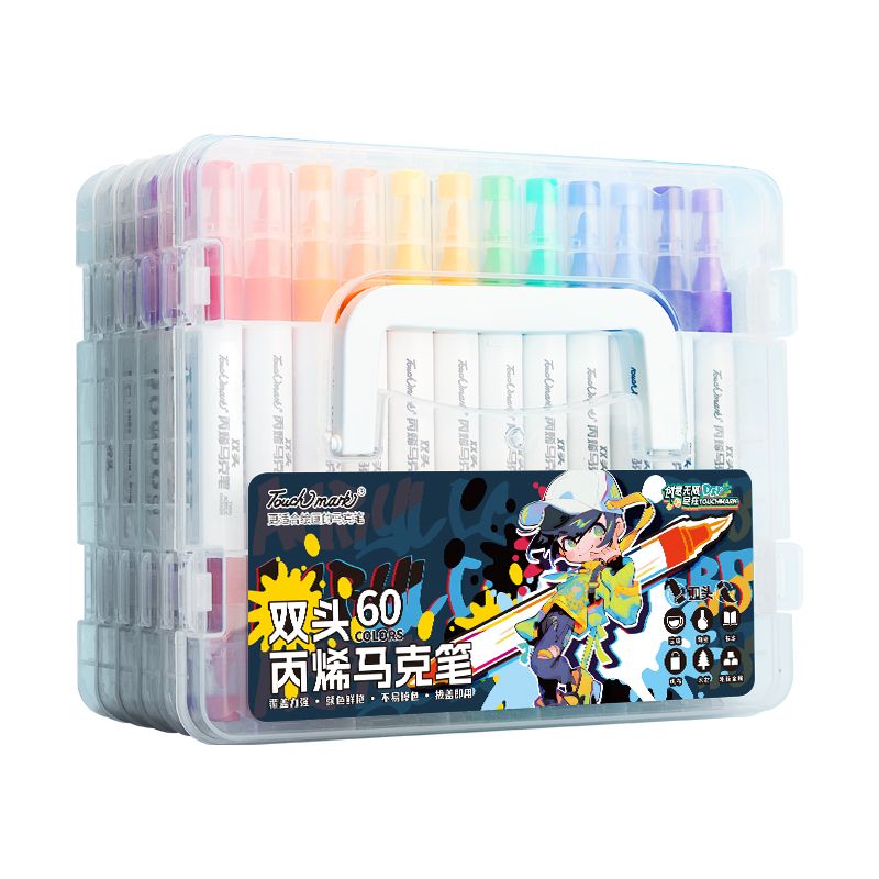 Fabric Marking Pen - TOUCHMARK 12-60色アクリルペイントマーカー ブラシチップペン 石、陶器、磁器、マグカップ、木材、布、キャンバス用マーキングペン