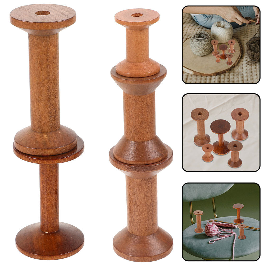 Thread Bobbins Empty - 7個入り木製糸巻き、ヴィンテージ風空の木製ボビン、手芸・刺繍用糸ホルダー、糸巻きオーガナイザー