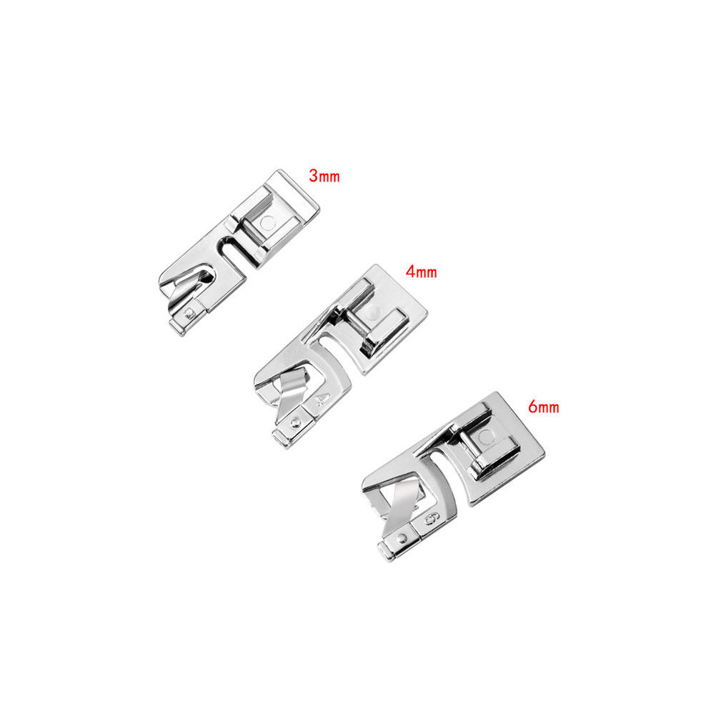 Sewing Hemming - 1セットのミシン用プレッサーフット、ロール状圧着アクセサリー、裾幅サイズ3、4、6、4、6、8、家庭用小型ミシン用裾上げ用