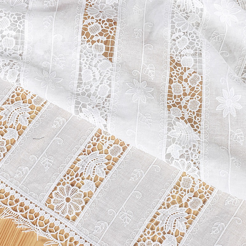 Sewing Thread In Textile - 新しいコットンフリンジレース刺繍生地、衣料品やホームテキスタイルの縫製アクセサリー用ミルクシルク糸