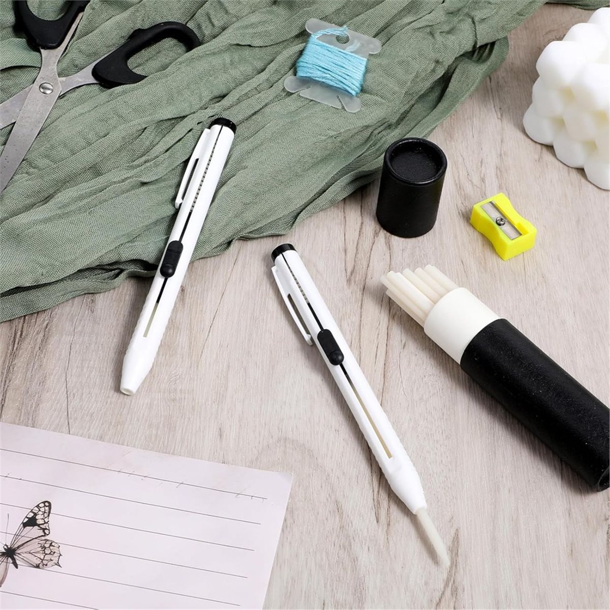 28本入りチャコールペン詰め替えセット（布用）、白い詰め替え - Fabric Marking Pen のレビューと価格