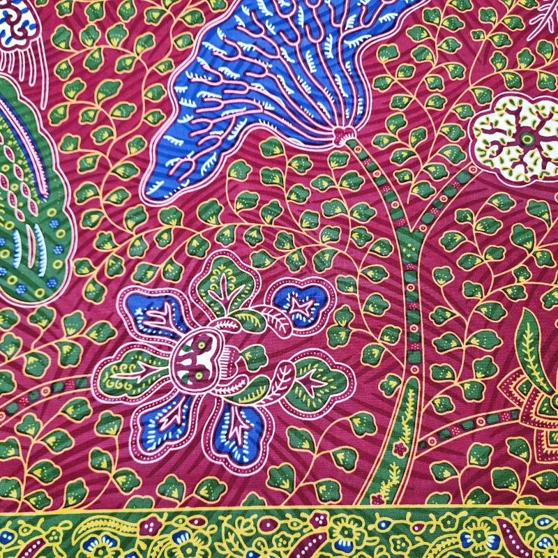 46 インチ * 6 ヤード緑の葉プリント赤アフリカ綿バティ - Sewing Batik Fabric のレビューと価格