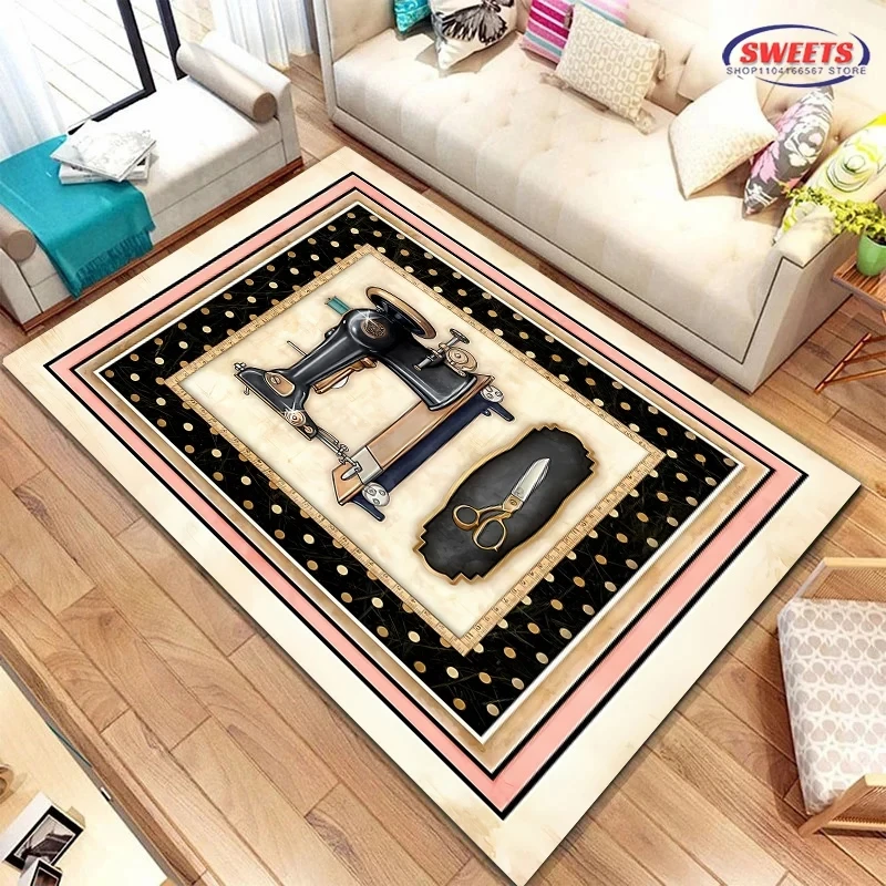 新商品迅速発送！ヴィンテージミシン柄プリントカーペット、複数 - Textile Sewing Store のレビューと価格