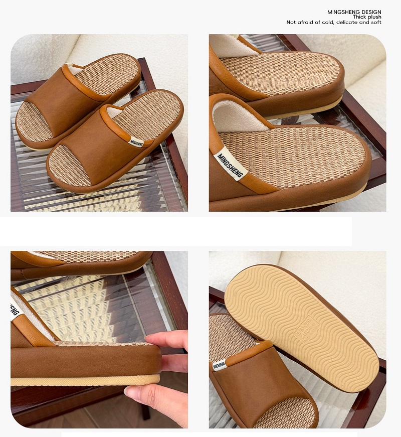 通気性のある新しいリネン製ハウススリッパ、女性用オープントゥ - Sewing House のレビューと価格