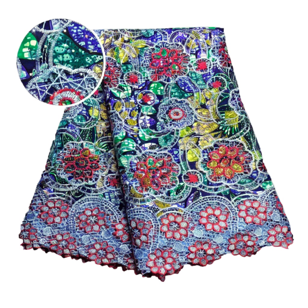 100%コットンアフリカングリッターワックスレース生地 5ヤ - Sewing Batik Fabric のレビューと価格