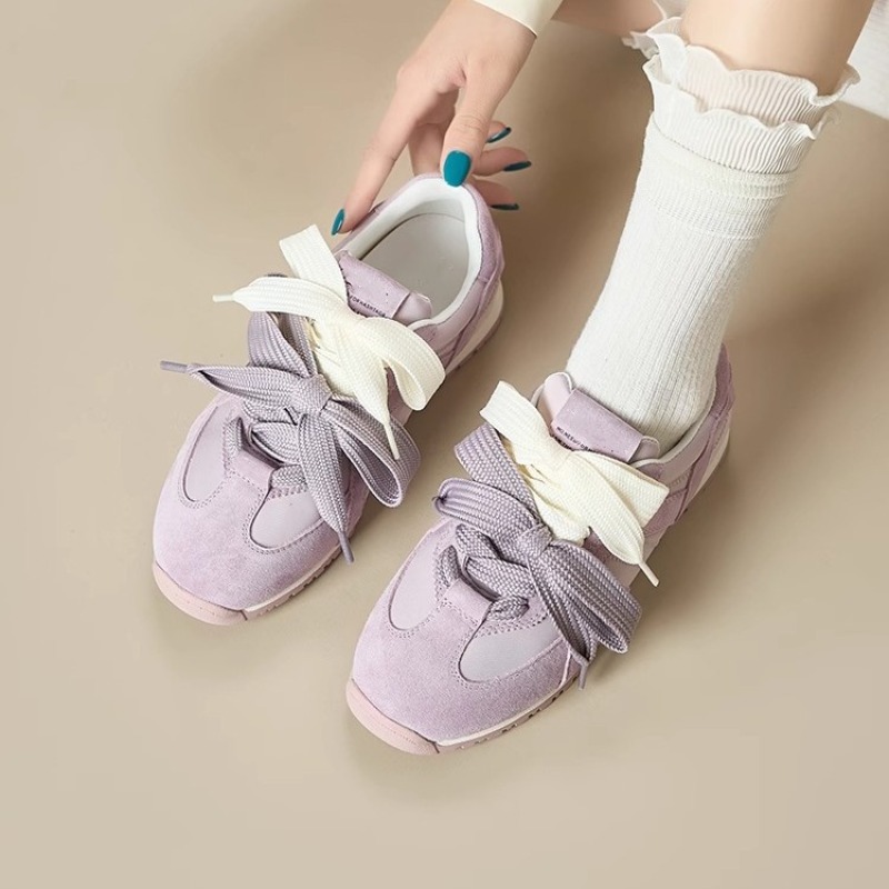 パープル本革カジュアルレディースシューズ2026春夏新スタイ - Sewing New のレビューと価格
