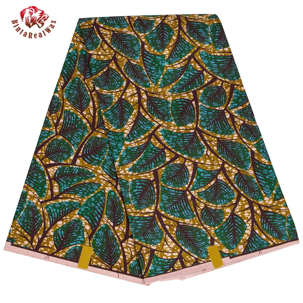 アフリカンアンカラプリント生地,リーフプリント生地,本物のワ - Sewing Batik Fabric のレビューと価格
