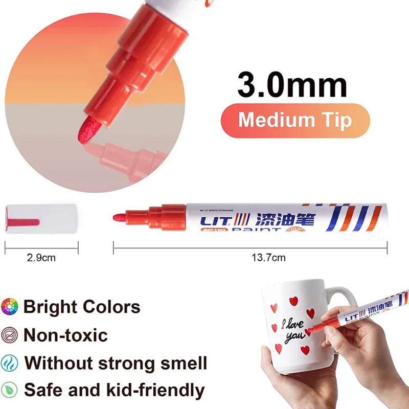 3mm カラフル12色永久ペイントマーカー 防水ホワイトマー - Fabric Marking Pen のレビューと価格