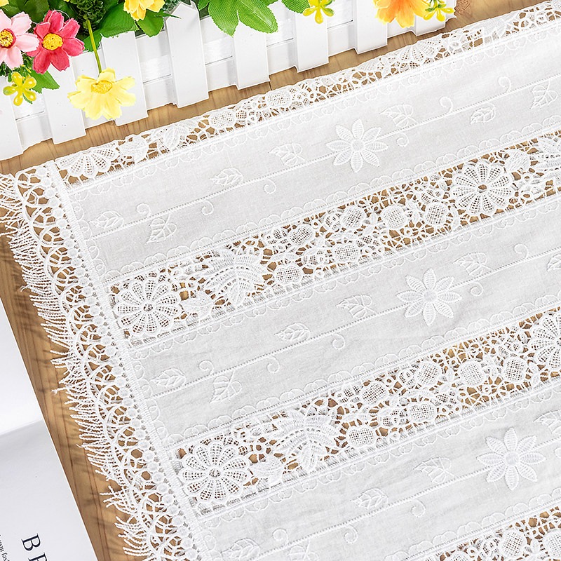 新しいコットンフリンジレース刺繍生地、衣料品やホームテキスタ - Sewing Thread In Textile のレビューと価格