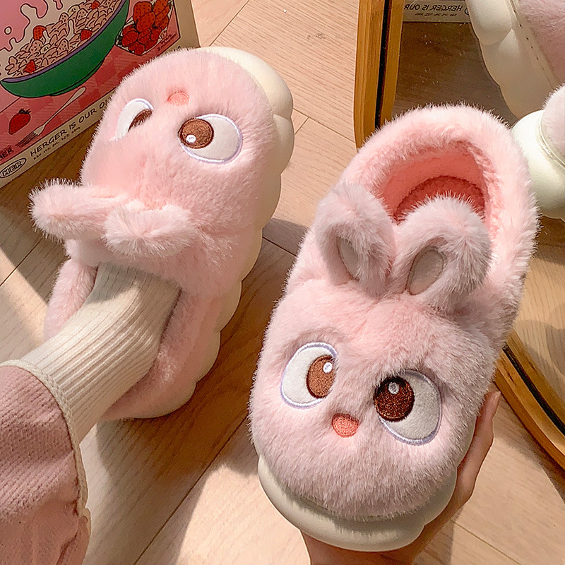 かわいい漫画ウサギの綿スリッパ女性のための冬の家の靴暖かい豪 - Sewing House のレビューと価格